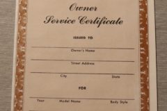 Owner Service Certificate Chrysler 1955-60