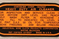 Luftrenar Dekal Mopar V8 4-V 1956
