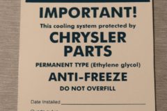 Antifreeze Tag Mopar 1962-72