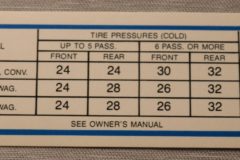 Tire Pressure Dekal Mopar B-Body 1966