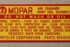 Service Instruction Dekal Mopar 426 Hemi 1966-67