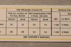 Tire Pressure Dekal Valiant 1967