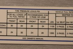 Tire Pressure Dekal Belvedere, Coronet 1968