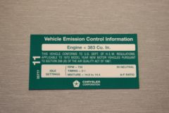 Emission Dekal Mopar 383-4V efter 1.1 1970
