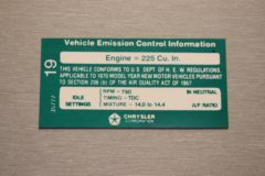 Emission Dekal Mopar 225 M/T efter 1-1 1970