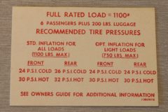 Tire Pressure Dekal 1967 Buick