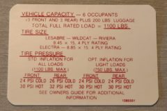 Tire Pressure Dekal 1968 Buick