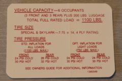 Tire Pressure Dekal 1968 Skylark