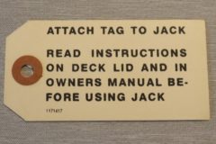 Jack Instruction Tag Buick 1956-57