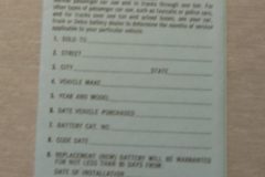 Delco Battery Owners Certificate 1961-64 Buick