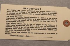 Antifreeze Tag 1961-66 Buick