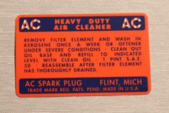 Oil Bath Service Dekal 1937-42 Cadillac