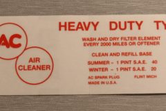 Oil Bath Service Dekal 1952-55 Cadillac