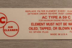 Air Cleaner Service Dekal 1958-60 Cadillac