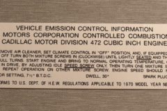 Emission Dekal 1970 Cadillac