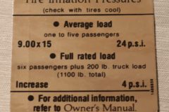 Tire Pressure Dekal Cadillac 1966