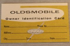 Owners Identification Card Oldsmobile 1957-58
