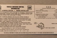 Emission Dekal Oldsmobile 350-4V A/T A&B Body 1972