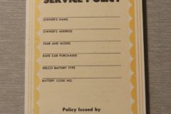 Battery Warrenty Certif. Pontiac 1939 -55