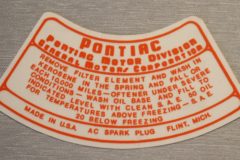 Oil Bath Air Cleaner Dekal Pontiac V8-2 BBL 1956