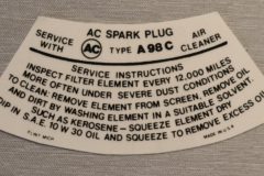 Air Cleaner Service Dekal Pontiac, GTO, Firebird 1965-70