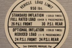 Tire Pressure Dekal Firebird 1967