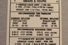 Tire Pressure Dekal Pontiac 1968