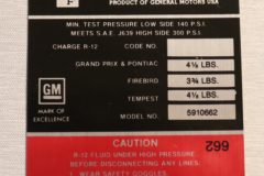 Frigidaire Air Comp. Dekal Pontiac 1968-70