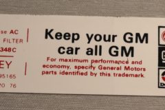 Keep Your GM All GM Luftrenar Dekal Pontiac 1976
