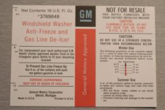 Windshield Washer Dekal Chevrolet 1969-75