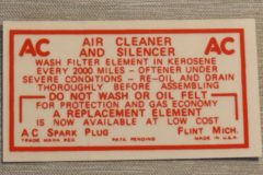 Dry Style Air Cleaner Dekal 1949-54 Chevrolet