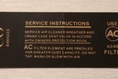 Service Inst. Dekal Camaro "350" 295 HP 1968