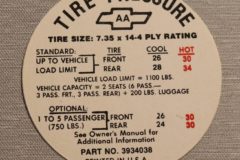 Dekal Tire Pressure Chevelle 1968
