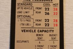 Tire Pressure Dekal Chevelle 1970