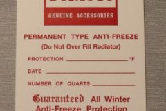 Antifreeze Tag Ford 1953-70