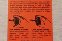 Prismatic Mirror Tag Lincoln 1952-60
