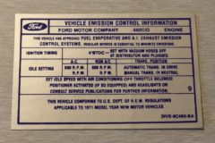 Emission Dekal Lincoln, Mark 460 A/T 1971