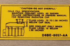 Coolant Caution Dekal Mercury 1976-82