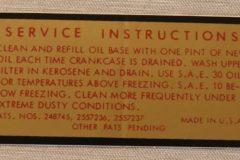 Air Cleaner Service Instr. Dekal Ford 1955-56