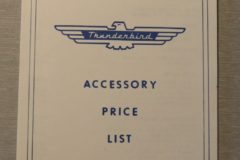 Accessory Price List 1960 Thunderbird