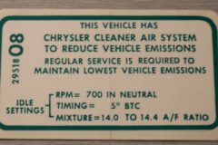 Emission Dekal Mopar 340-4V A/T 1969