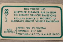 Emission Dekal Mopar 1970