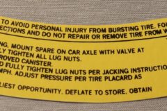 Space Saver Tire Warning Dekal Mopar Goodrich 1970-74