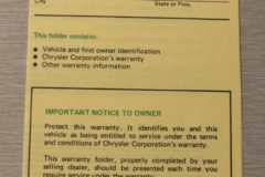 Warrenty Folder Mopar 1971