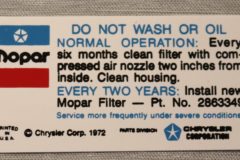 Service Instruction Dekal Mopar 1972-74