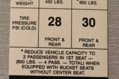 Tire Pressure Dekal Volare, RR E78x14 1977