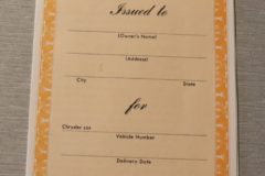 Owner Service Certificate Chrysler 1946-54