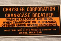 Oil Cap Service Instr. Dekal Mopar 1949-53