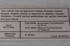 Emission Dekal Ford 302/351-4V A/T, M/T 1969